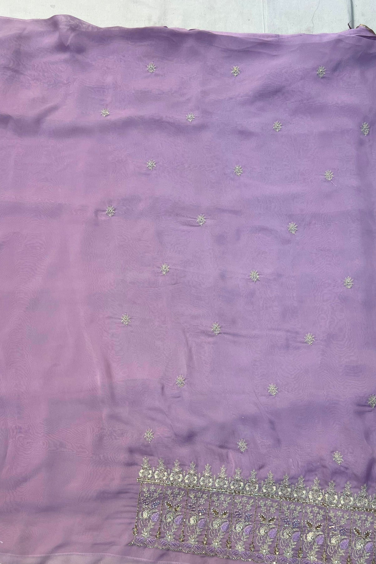 Lavender Organza Embroidered Suit Set