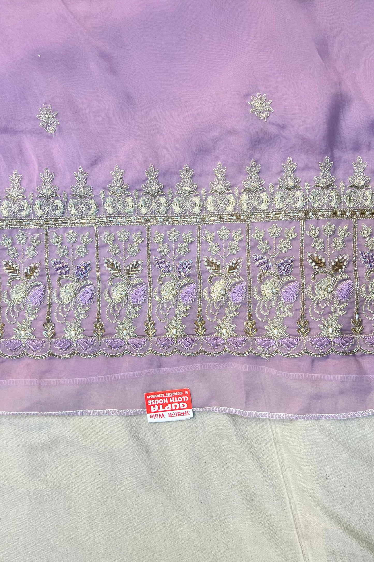 Lavender Organza Embroidered Suit Set