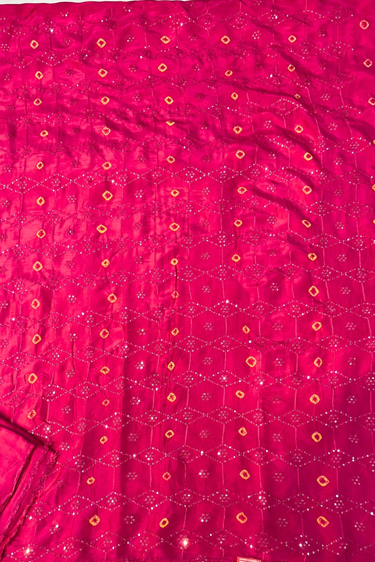 Elegant Silk Bandhani & Sippi Work Suit Set with Butter Crepe Bottom & Dupatta