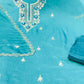 Elegant Organza Handwork Suit Set with Silk Bottom & Border Dupatta