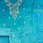 Elegant Organza Handwork Suit Set with Silk Bottom & Border Dupatta