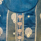 Peacock Blue Silk Suit Set with Patch Work & Stone-Detailed Chiffon Dupatta