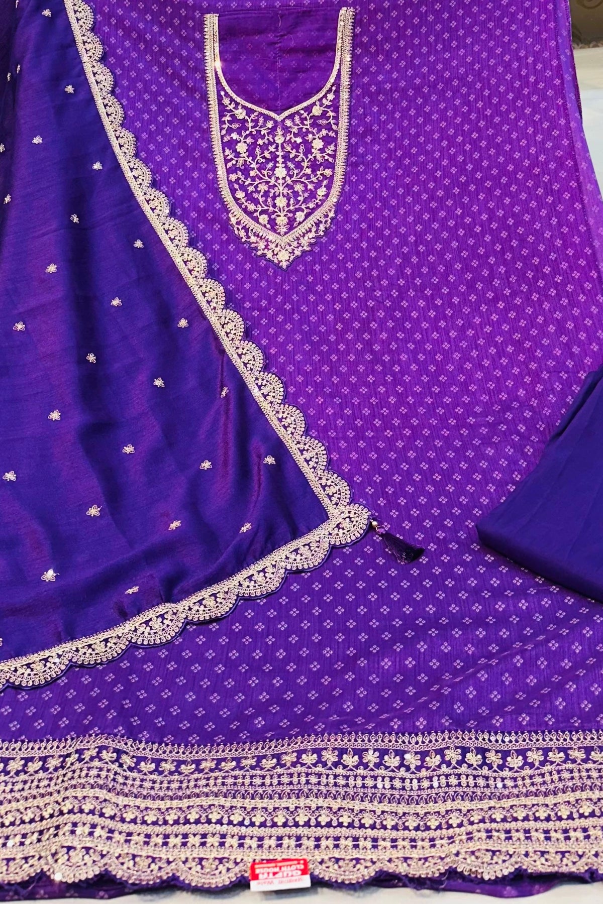 Elegant Silk Shirt & Plain Silk Bottom with Georgette Dupatta – Thread & Sippi Work