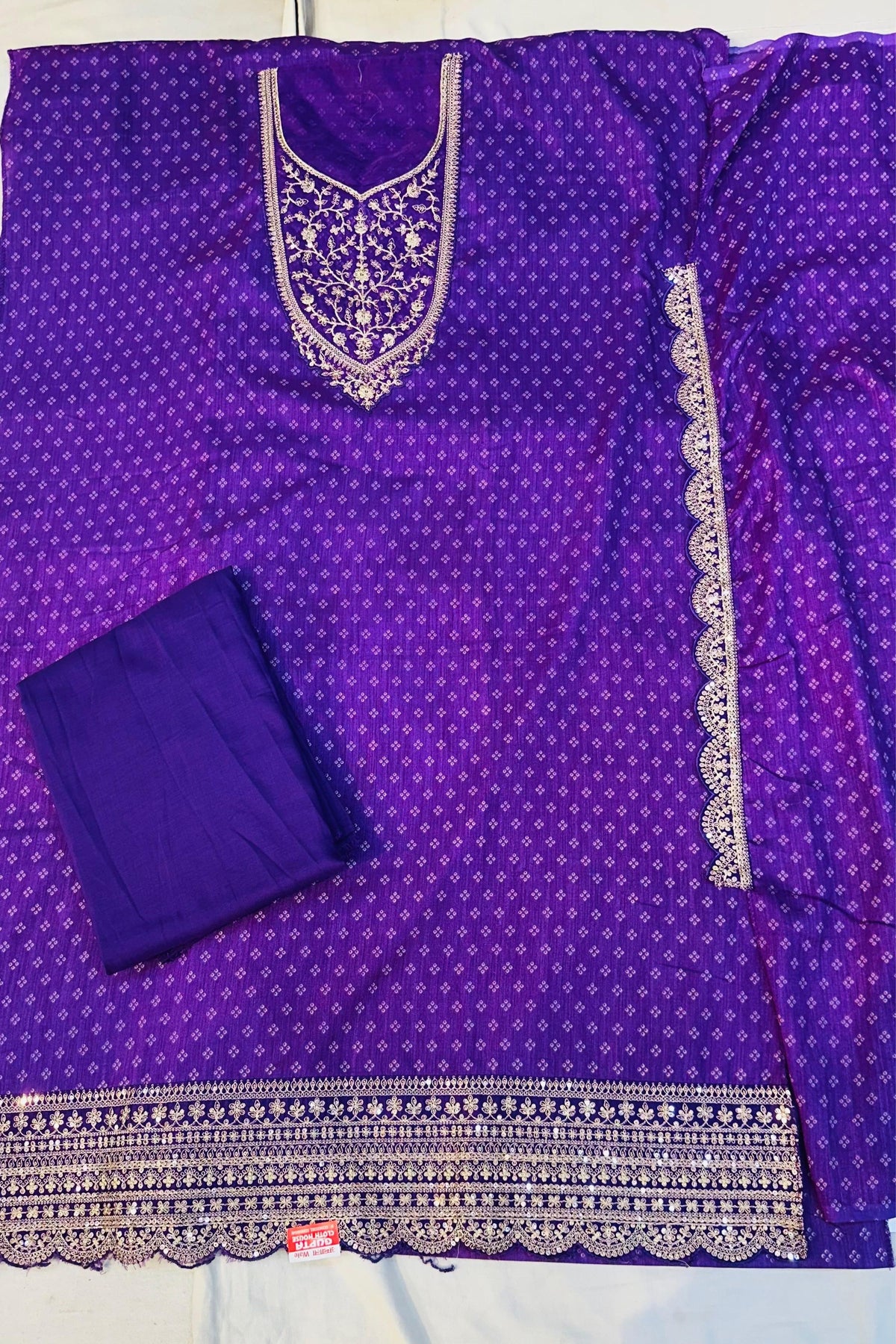 Elegant Silk Shirt & Plain Silk Bottom with Georgette Dupatta – Thread & Sippi Work