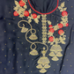 Black Kanni Silk Suit Set with Pearl & Thread Work