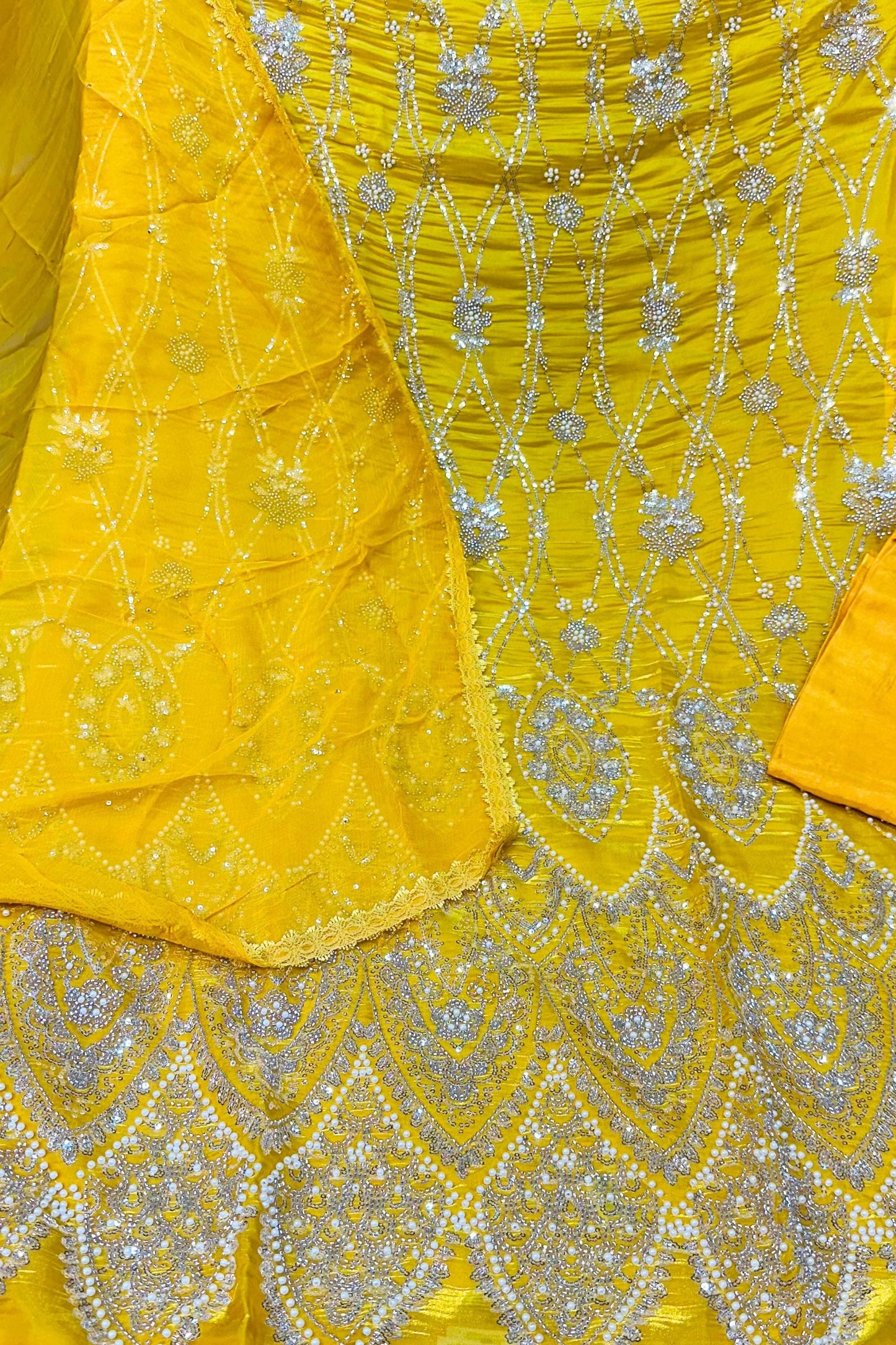 Premium Fendi Silk Suit Set with Nalki & Pearl Handwork