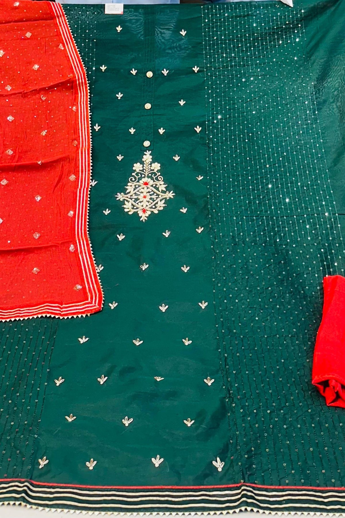 Maheshwari Silk Gota Patti Suit Set with Chiffon Dupatta
