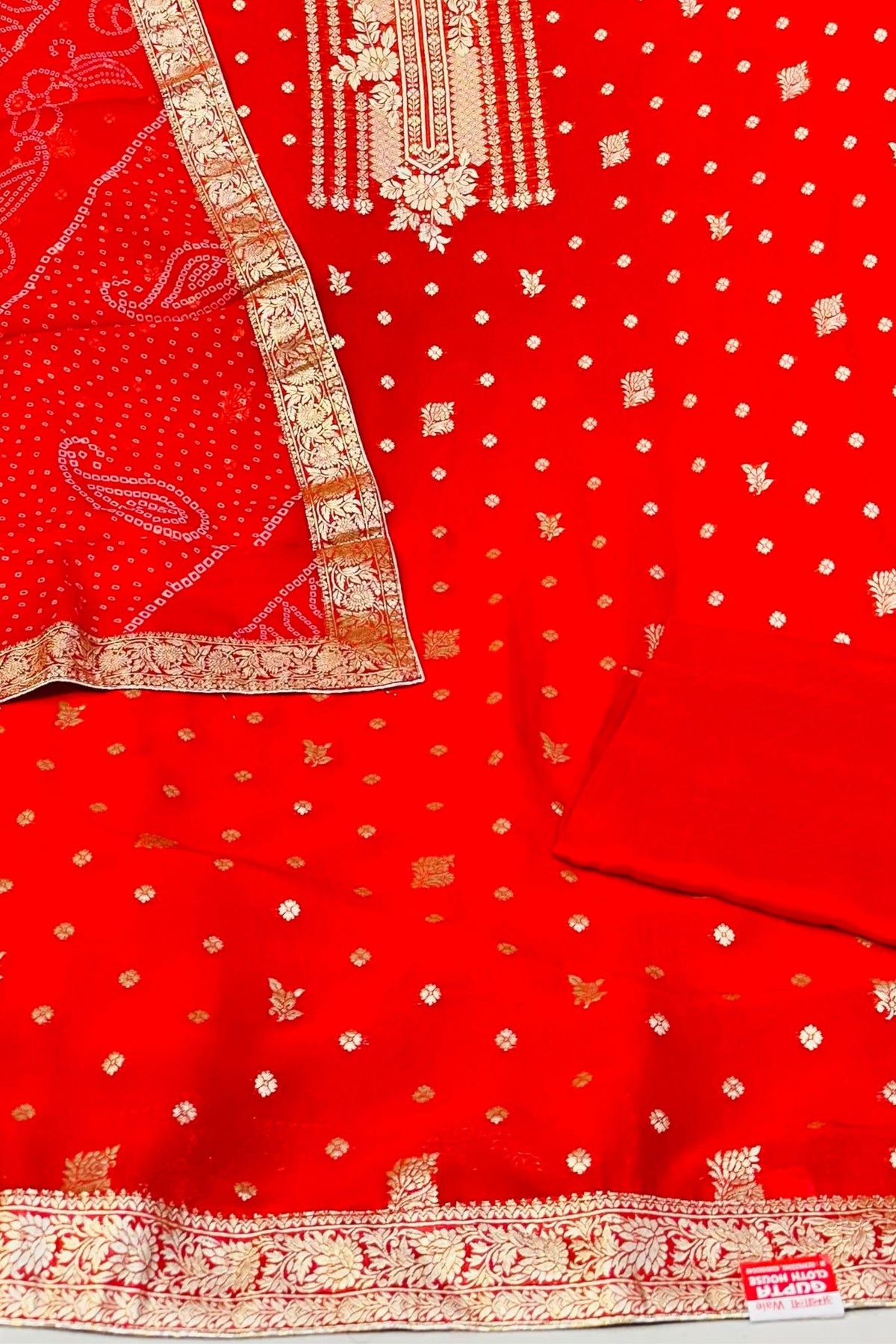 Banarasi Silk Shirt with Jaipuri Print Dupatta Set