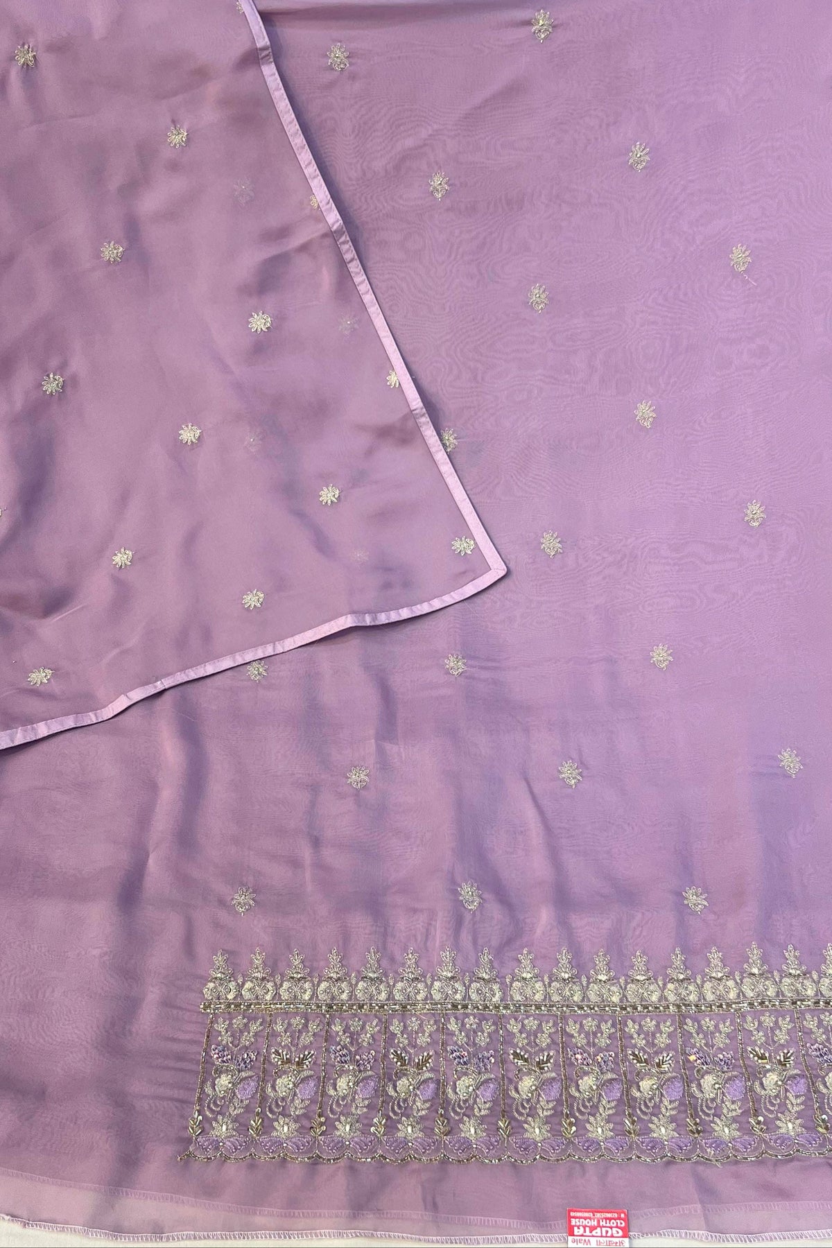 Lavender Organza Embroidered Suit Set