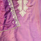 Lavender Silk Embroidered Suit Set with Butter Crepe Bottom & Dupatta