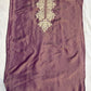 Lavender Silk Embroidered Suit Set with Butter Crepe Bottom & Dupatta