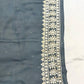Dark Grey Pure Crape Handwork Suit Set with Chinon Dupatta