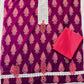 Magenta & Pink Paisley Printed Unstitched Suit with Lace Detailing and Contrast Dupatta